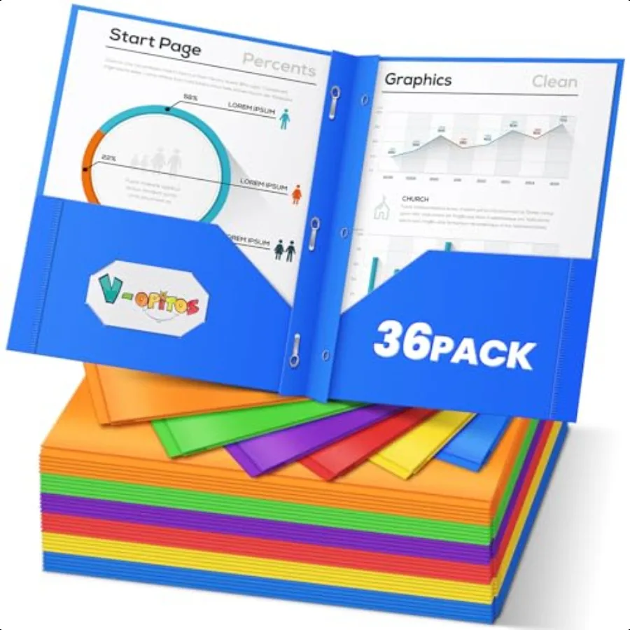 36 Packs 2 Pocket Folders with 3 Prongs Fastener Clasps Bulk Heavy Duty Plastic Folders Multicolor Files Folders in 6 Colors fo
36 Packs 2 Pocket Folders with 3 Prongs Fastener Clasps Bulk Heavy Duty Plastic Folders Multicolor Files Folders in 6 Colors fo