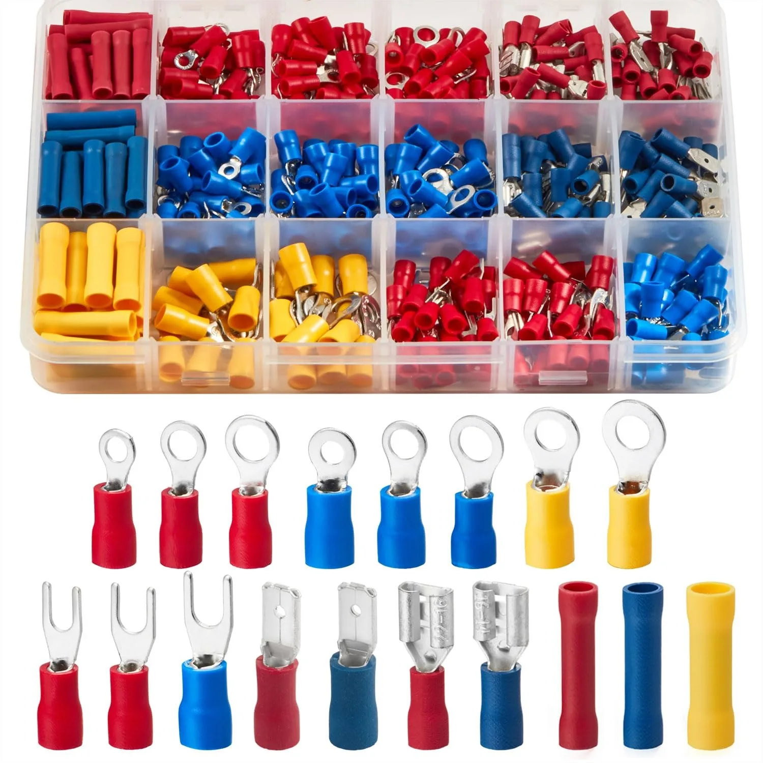 200pcs Insulated Crimp Wire Connector Terminal Assortment Ring Butt Spade Fork 22-16 16-14 12-10 GA Solderless Kit Electrical
200pcs Insulated Crimp Wire Connector Terminal Assortment Ring Butt Spade Fork 22-16 16-14 12-10 GA Solderless Kit Electrical