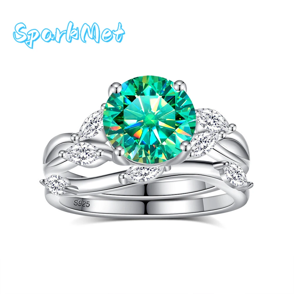 SparkMet 100% 2.0ct Teal Moissanite Double Layer Rings with Certificate Passed Diamond Test S925 Silver Jewelry Women Gift
SparkMet 100% 2.0ct Teal Moissanite Double Layer Rings with Certificate Passed Diamond Test S925 Silver Jewelry Women Gift