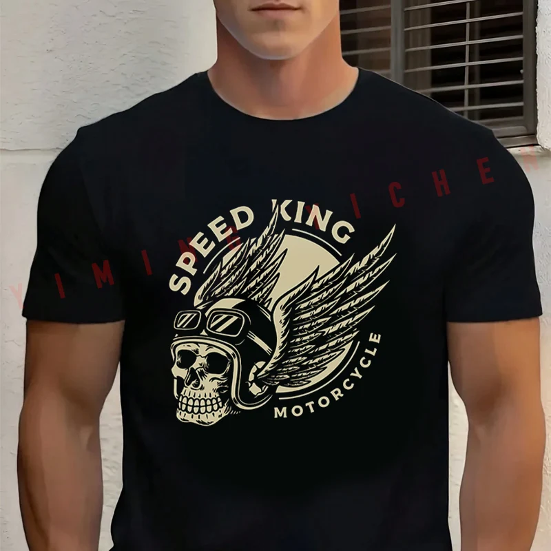 Racer Skull In Winged Helmet Graphic Moto T-Shirt Men‘s Cotton Summer Short-sleeved Casual Streetwear Tops Tee
Racer Skull In Winged Helmet Graphic Moto T-Shirt Men‘s Cotton Summer Short-sleeved Casual Streetwear Tops Tee