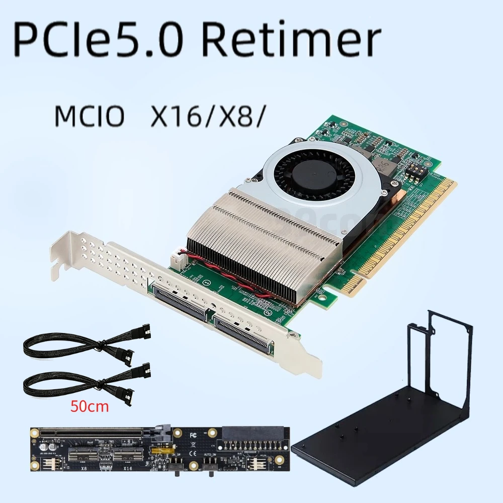 PCIe 5.0 Retimer Card MCIO X16/X8/ Graphics Card/SSD Gen5 Retimer MCIO 16X 8X 4X GPU Hard Disk U.2 External Split Expansion Card
PCIe 5.0 Retimer Card MCIO X16/X8/ Graphics Card/SSD Gen5 Retimer MCIO 16X 8X 4X GPU Hard Disk U.2 External Split Expansion Card