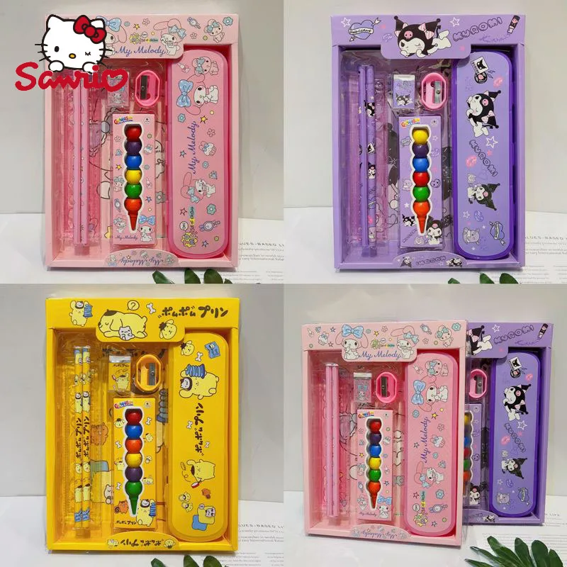 Sanrio 6pcs Stationery Set Kawaii New Kuromi My Melody Girls' Heart Pencil Box Crayon Stationery Combination Set Children'S Gift
Sanrio 6pcs Stationery Set Kawaii New Kuromi My Melody Girls' Heart Pencil Box Crayon Stationery Combination Set Children'S Gift