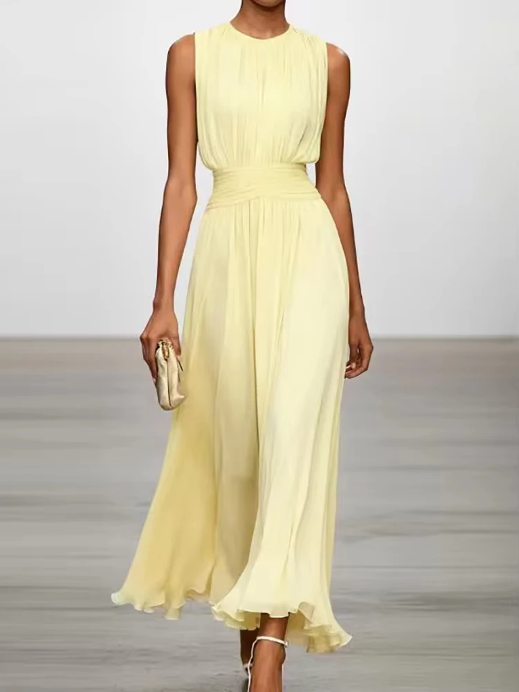Elegant Chic Women's Sleeveless Maxi Dress O-Neck Solid Patchwork Summer Party Streetwear Holiday Fashion Ladies Dress
Elegant Chic Women's Sleeveless Maxi Dress O-Neck Solid Patchwork Summer Party Streetwear Holiday Fashion Ladies Dress