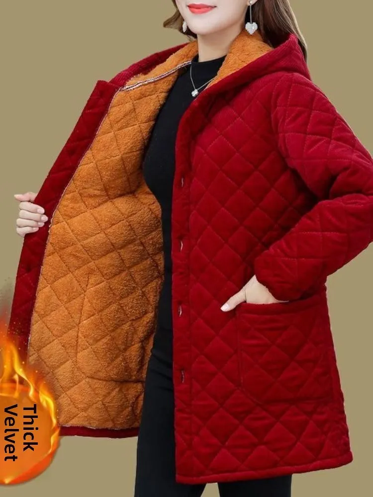 Thiened Fce Cotton Jaet Long Sve Женская верхняя одежда Пальто Теплая верхняя одежда Дизайн средней длины для среднего возраста и ли
Thiened Fce Cotton Jaet Long Sve Женская верхняя одежда Пальто Теплая верхняя одежда Дизайн средней длины для среднего возраста и ли