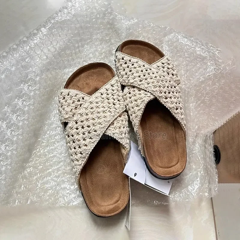 Summer New Cross Woven Slippers for Women Elegant Mesh Thick Sole Open Toe Sandals Bohemian Female Party Beach Casual Shoes
Summer New Cross Woven Slippers for Women Elegant Mesh Thick Sole Open Toe Sandals Bohemian Female Party Beach Casual Shoes