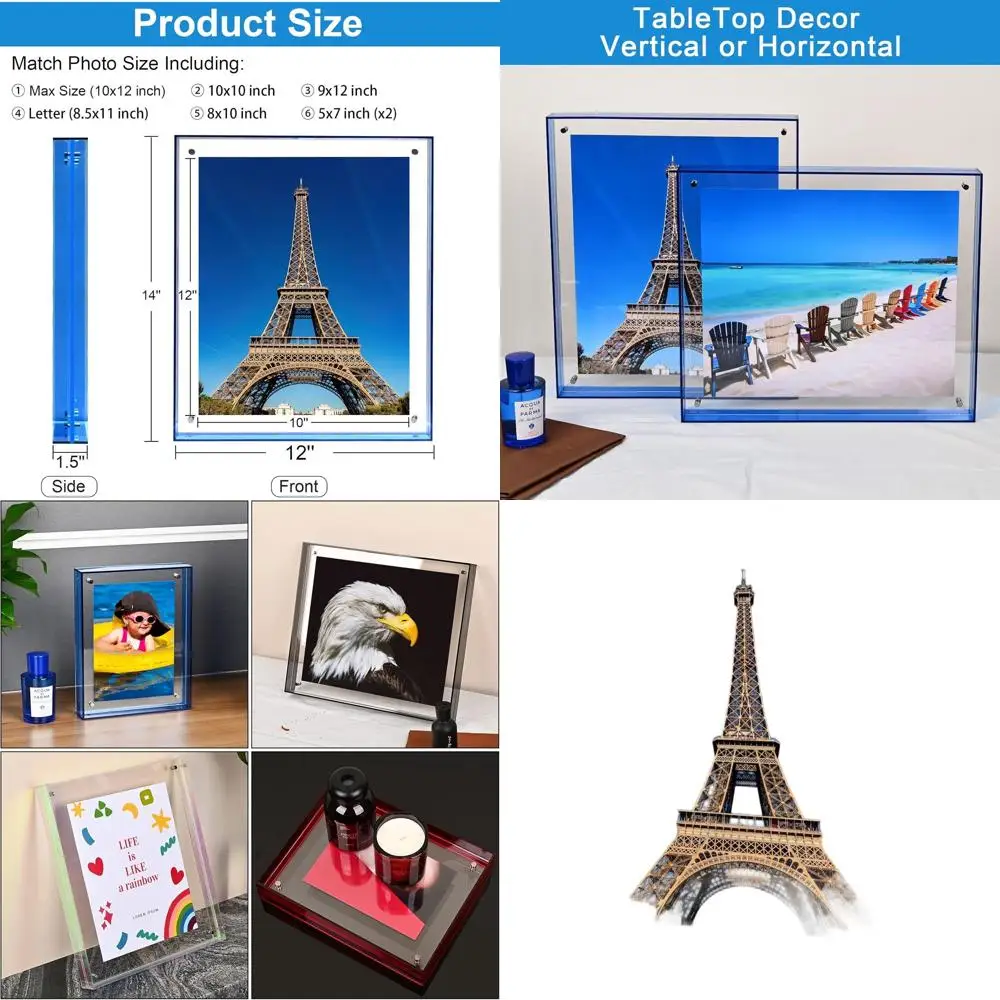 Versatile Blue Acrylic Photo Frame for 10x12, 10x10, 9x12, 8.5x11, 8x10 Sizes and Decorative Tray, 1 Pack
Versatile Blue Acrylic Photo Frame for 10x12, 10x10, 9x12, 8.5x11, 8x10 Sizes and Decorative Tray, 1 Pack