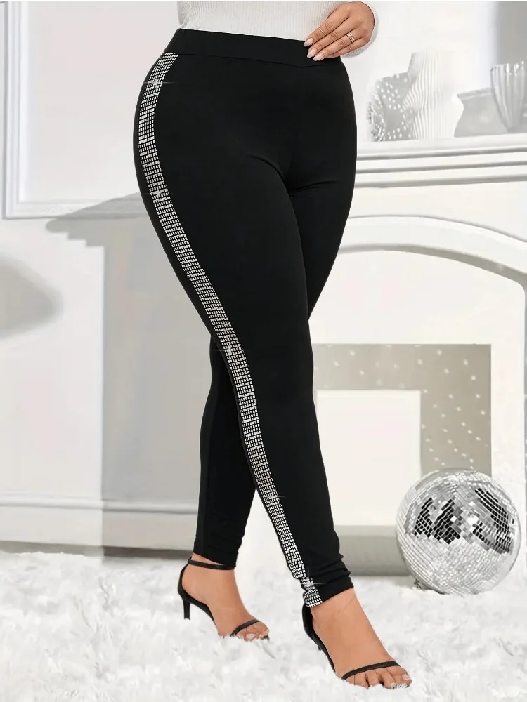 Women's Plus-size Fashion Skinny Leggings Bright Drill Slim Yoga Pants Casual Comfort High-waisted Leggings 
Women's Plus-size Fashion Skinny Leggings Bright Drill Slim Yoga Pants Casual Comfort High-waisted Leggings