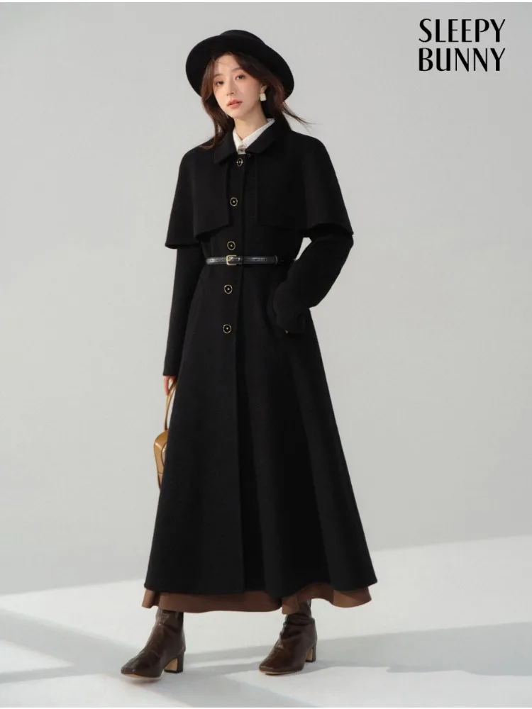 Vintage Elegant Wool Coat Women British Cape-Style Long Overcoat Classic Double-Faced Wool Trench with Belted Fit Lapel Design
Vintage Elegant Wool Coat Women British Cape-Style Long Overcoat Classic Double-Faced Wool Trench with Belted Fit Lapel Design