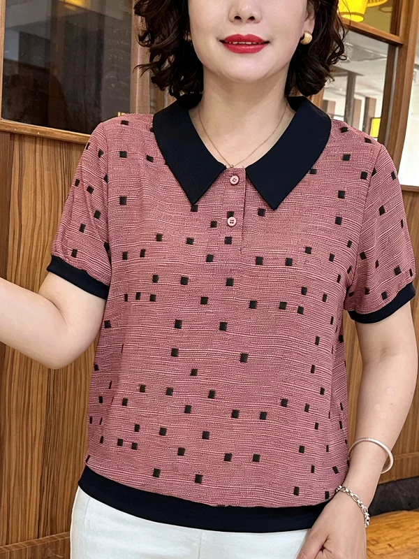 Casual Loose Mommy Style Short Sleeve T-Shirt Floral Print Doll Collar Women's Fashionable Summer Top Breathable Lightweight ...
Casual Loose Mommy Style Short Sleeve T-Shirt Floral Print Doll Collar Women's Fashionable Summer Top Breathable Lightweight ...