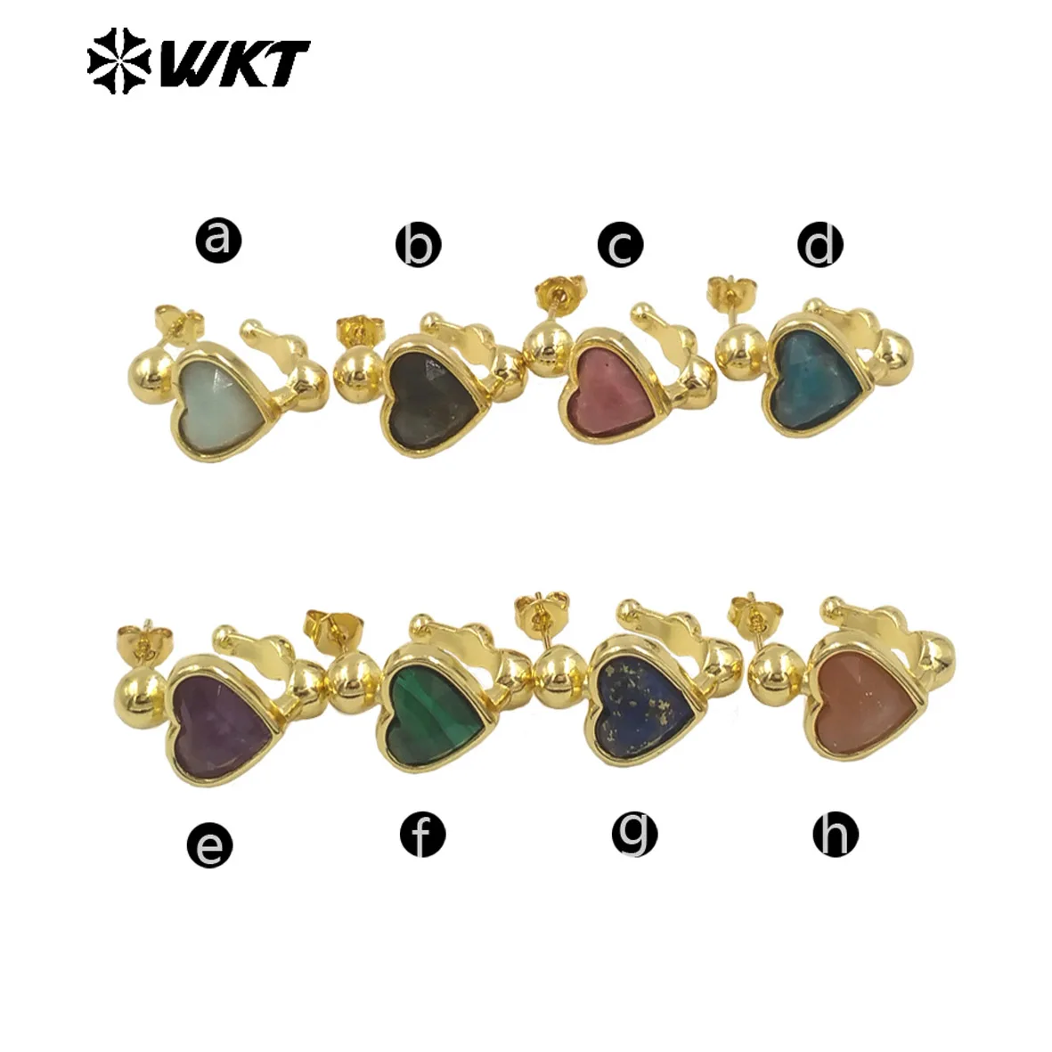 WT-E777 New Arrival Natural Gemstones Earrings Heart Shape With Gold Electroplated Ladies Unique Jewelry Stud Accessory
WT-E777 New Arrival Natural Gemstones Earrings Heart Shape With Gold Electroplated Ladies Unique Jewelry Stud Accessory