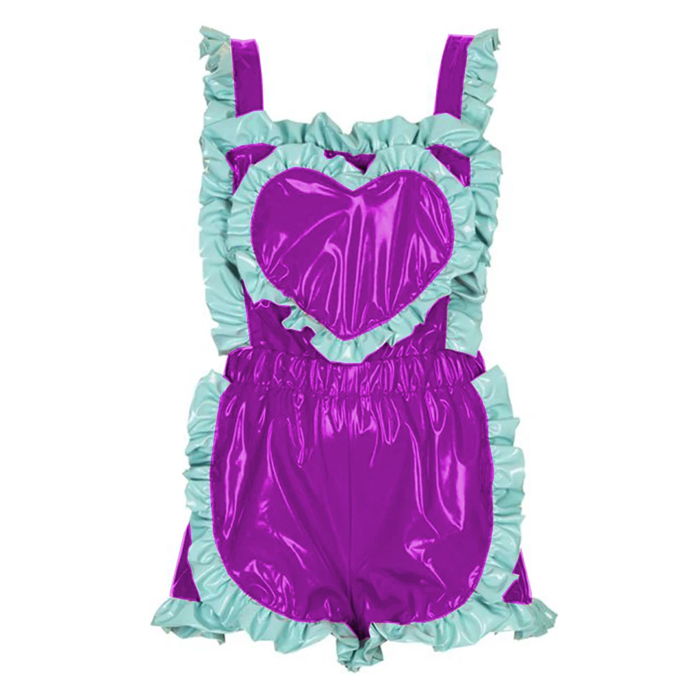 Vinyl PVC Leather Romper for Adult and Baby,Elastic Ruffles,Sleeveless Overalls,Vintage Suspenders,Patchwork heart Romper
Vinyl PVC Leather Romper for Adult and Baby,Elastic Ruffles,Sleeveless Overalls,Vintage Suspenders,Patchwork heart Romper