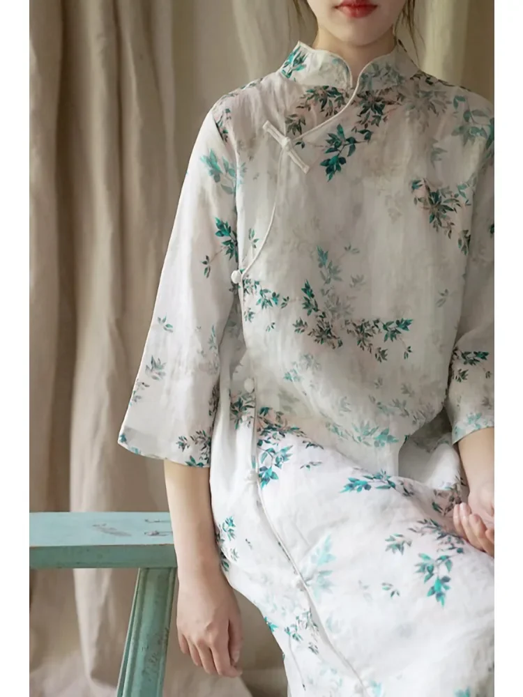 Female Summer Literary Retro National Style Disc Buckle Cheongsam Thin Cotton Hemp Qipao Women Printed Ramie Dress
Female Summer Literary Retro National Style Disc Buckle Cheongsam Thin Cotton Hemp Qipao Women Printed Ramie Dress