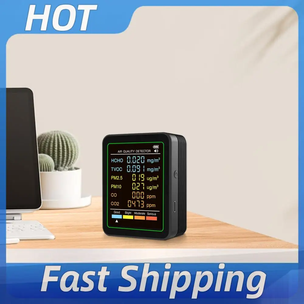 6-in-1 Air Quality Monitor Real-Time Air Quality Meter Portable Temperature Humidity Detector for Office & Hotel
6-in-1 Air Quality Monitor Real-Time Air Quality Meter Portable Temperature Humidity Detector for Office & Hotel