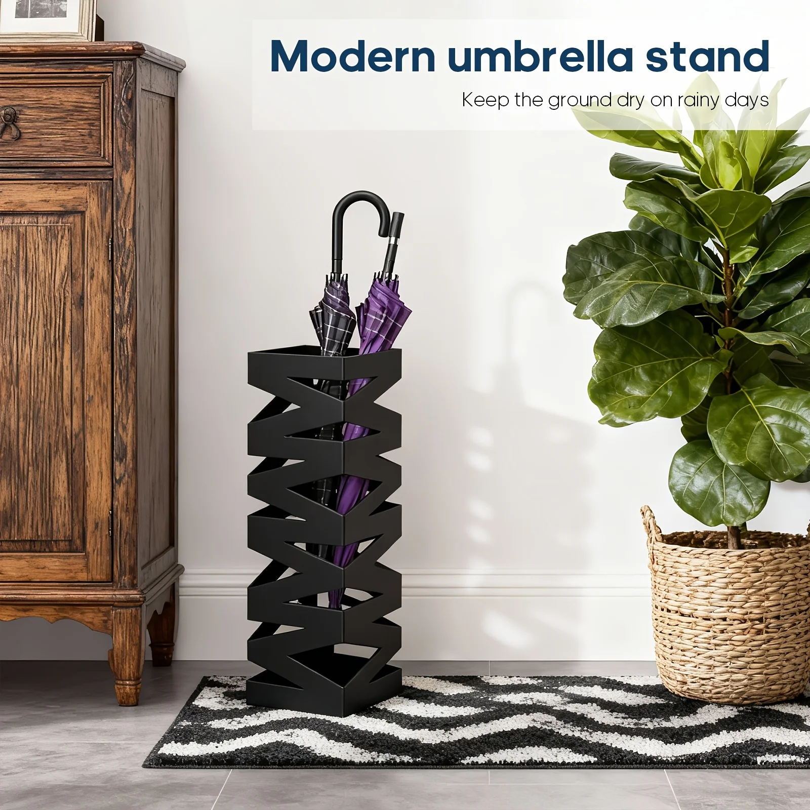 Umbrella Stand Rack With Heavy-Duty Iron Construction, Sturdy Base Holder For Long/Short Umbrellas, Modern Minimalist Metal Organizer For Entryway, Lobby, Office, Sleek Black Design For Home, Hotel, Commercial Use - Durable Umbrella Display Stand
Umbrella Stand Rack With Heavy-Duty Iron Construction, Sturdy Base Holder For Long/Short Umbrellas, Modern Minimalist Metal Organizer For Entryway, Lobby, Office, Sleek Black Design For Home, Hotel, Commercial Use - Durable Umbrella Display Stand