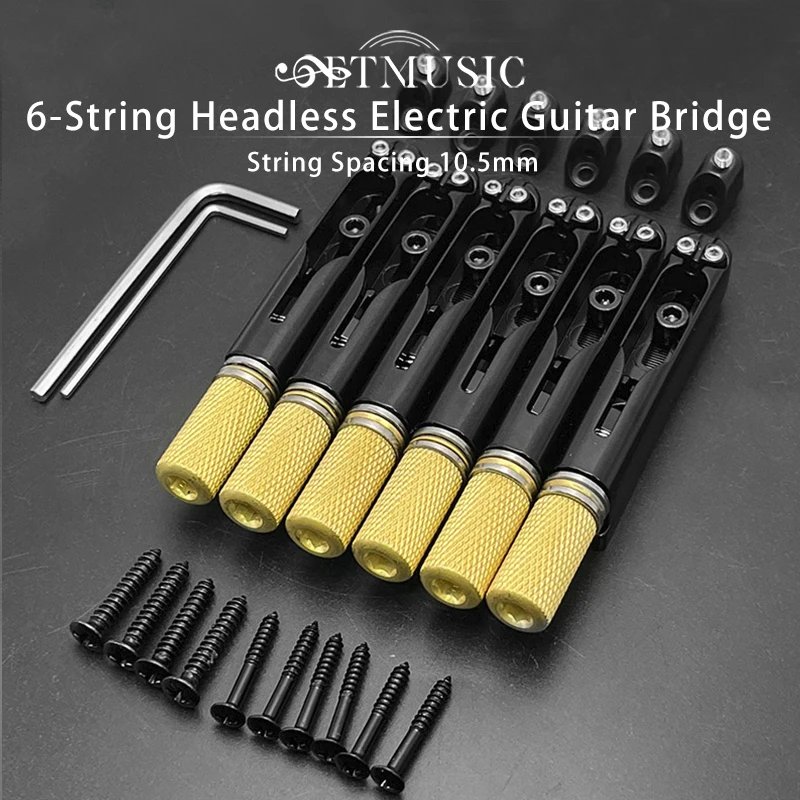 6-String Headless Electric Guitar Bridge with Plate Adjustable Tailpiece String Spacing 10.5mm with Wrench
6-String Headless Electric Guitar Bridge with Plate Adjustable Tailpiece String Spacing 10.5mm with Wrench