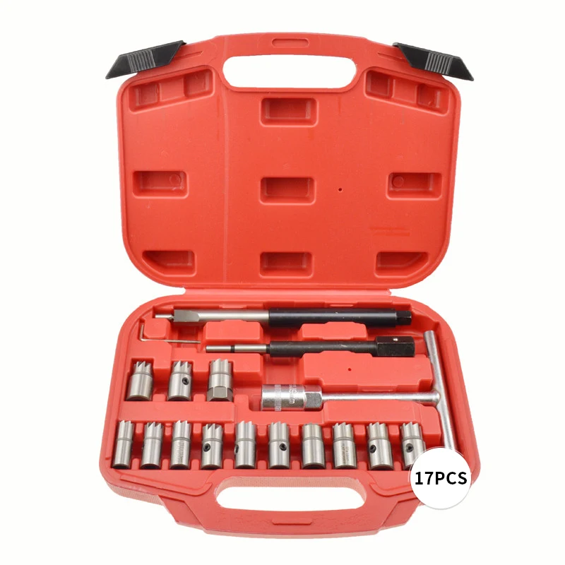 Injector Remover 17Pcs Diesel Injector Seat & Cleaner Carbon Remover Seat Tools Cutter Milling Cutter Set Universal Car Tool Kit
Injector Remover 17Pcs Diesel Injector Seat & Cleaner Carbon Remover Seat Tools Cutter Milling Cutter Set Universal Car Tool Kit