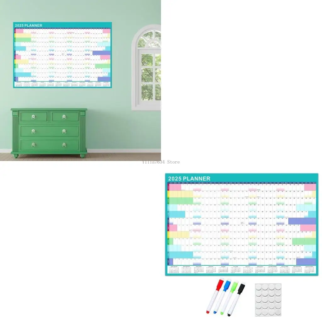 2025 Wall Calendar Yearly Planner with Double Side Adhesive Dot Sticker Erasable Marker, 12 Months Calendar Wall Planner
2025 Wall Calendar Yearly Planner with Double Side Adhesive Dot Sticker Erasable Marker, 12 Months Calendar Wall Planner