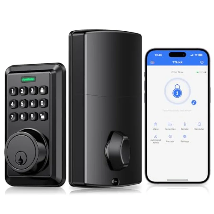 Smart Door Lock, Built-in WiFi Keyless Entry Door Lock Deadbolt with APP Remote Control, No Hub Required Deadbolt Lock, Easy In
Smart Door Lock, Built-in WiFi Keyless Entry Door Lock Deadbolt with APP Remote Control, No Hub Required Deadbolt Lock, Easy In