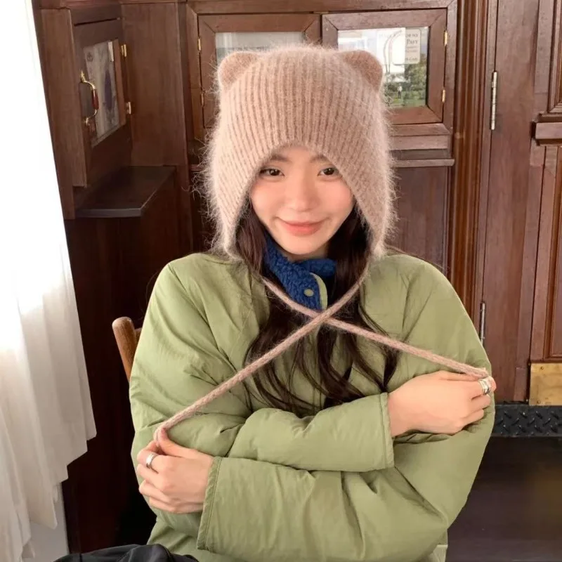 High-quality Rabbit Hair Retro Strap Pullover Hats Women Autumn and Winter Travel Warm Sweet and Cute Cat Ear Beanies Y2K
High-quality Rabbit Hair Retro Strap Pullover Hats Women Autumn and Winter Travel Warm Sweet and Cute Cat Ear Beanies Y2K
