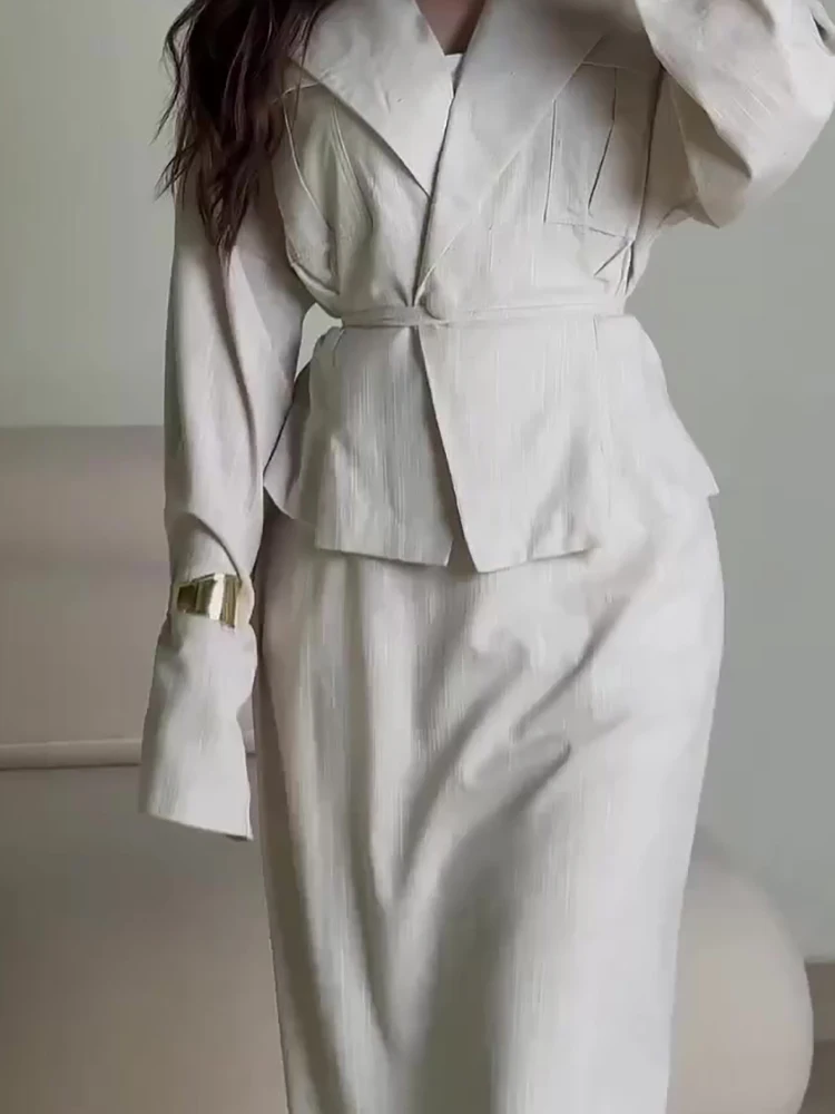 Модная длинная юбка для поездок на работу, комплекты из 2 предметов, элегантный пиджак с лацканами и полуюбка, костюмы, повседневные однотонные наряды с длинным рукавом и поясом
Модная длинная юбка для поездок на работу, комплекты из 2 предметов, элегантный пиджак с лацканами и полуюбка, костюмы, повседневные однотонные наряды с длинным рукавом и поясом