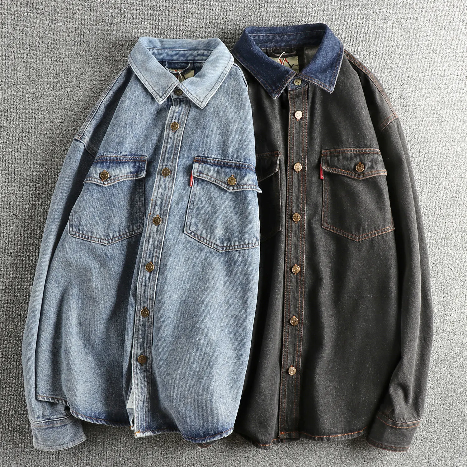 Spring and Autumn fashion casual retro denim shirt, washed cotton heavy loose long-sleeved shirt
Spring and Autumn fashion casual retro denim shirt, washed cotton heavy loose long-sleeved shirt