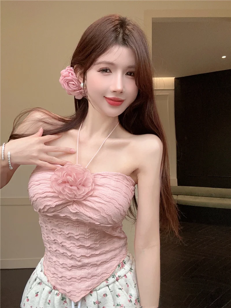 Sweet Floral Neck Hanging Vest Women's Outerwear Pure Desire Summer Spicy Waist Inward Slim Wrap Chest Short Style Top
Sweet Floral Neck Hanging Vest Women's Outerwear Pure Desire Summer Spicy Waist Inward Slim Wrap Chest Short Style Top