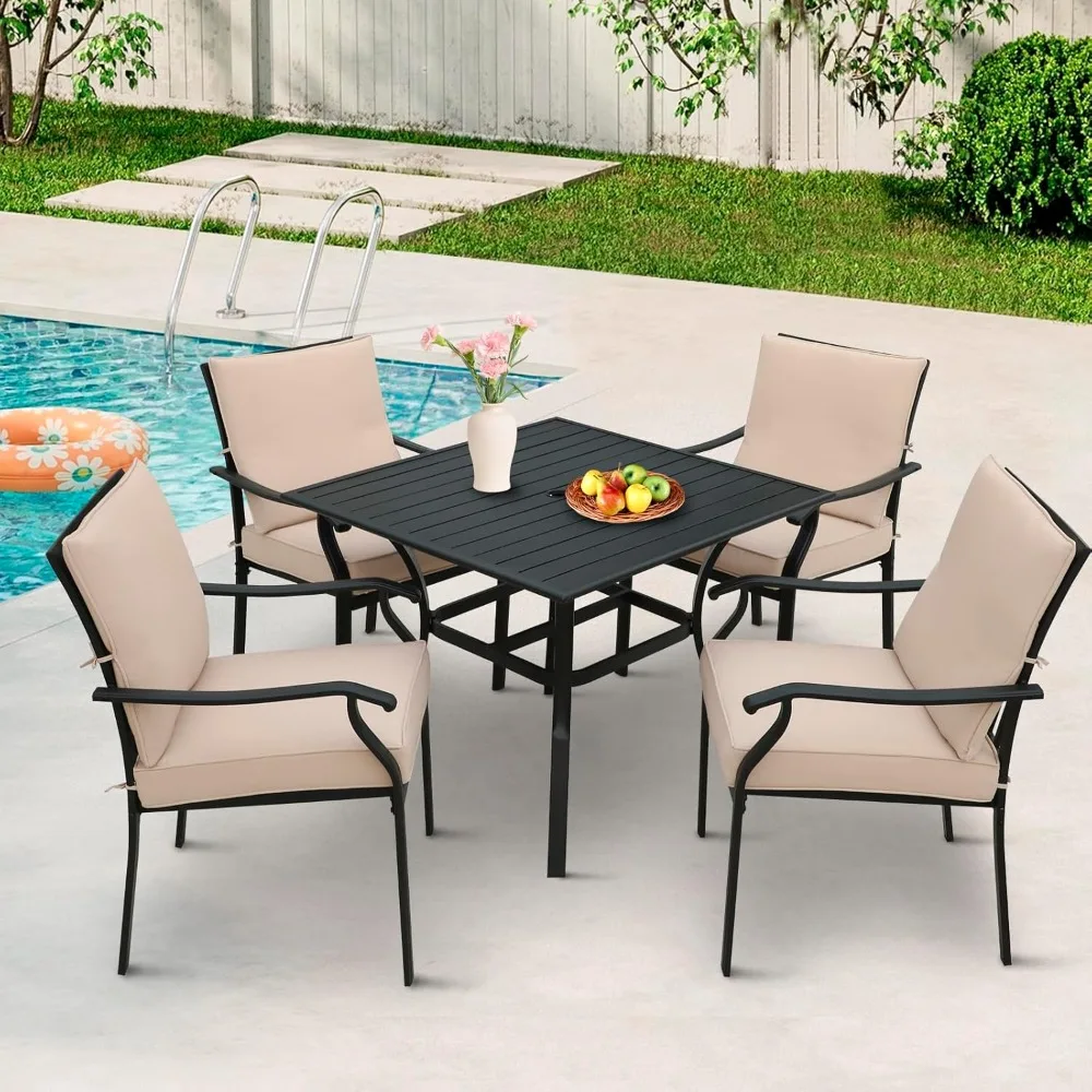 5-Piece Outdoor Patio Dining Set, Metal Stackable Chairs & Square Table Set, All-Weather Furniture for Backyard, Garden,Balcony
5-Piece Outdoor Patio Dining Set, Metal Stackable Chairs & Square Table Set, All-Weather Furniture for Backyard, Garden,Balcony