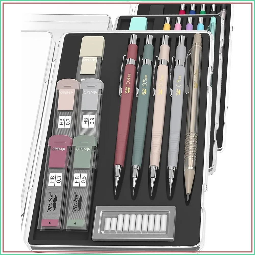 Precision Mechanical Pencil Set, 5 Sizes 0.3-2.0mm with Lead & Eraser Refills, Ideal for Sketching, Writing & Artwork
Precision Mechanical Pencil Set, 5 Sizes 0.3-2.0mm with Lead & Eraser Refills, Ideal for Sketching, Writing & Artwork