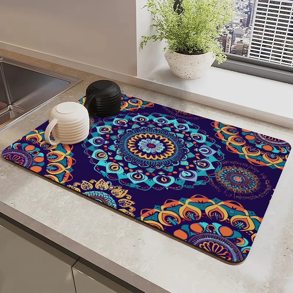 Colorful Mandala Boho Draining Pad Drying Mat For Kitchen Bar Coffee Dishes Rubber Quick Drying Water Absorbent Anti-slip Mat
Colorful Mandala Boho Draining Pad Drying Mat For Kitchen Bar Coffee Dishes Rubber Quick Drying Water Absorbent Anti-slip Mat