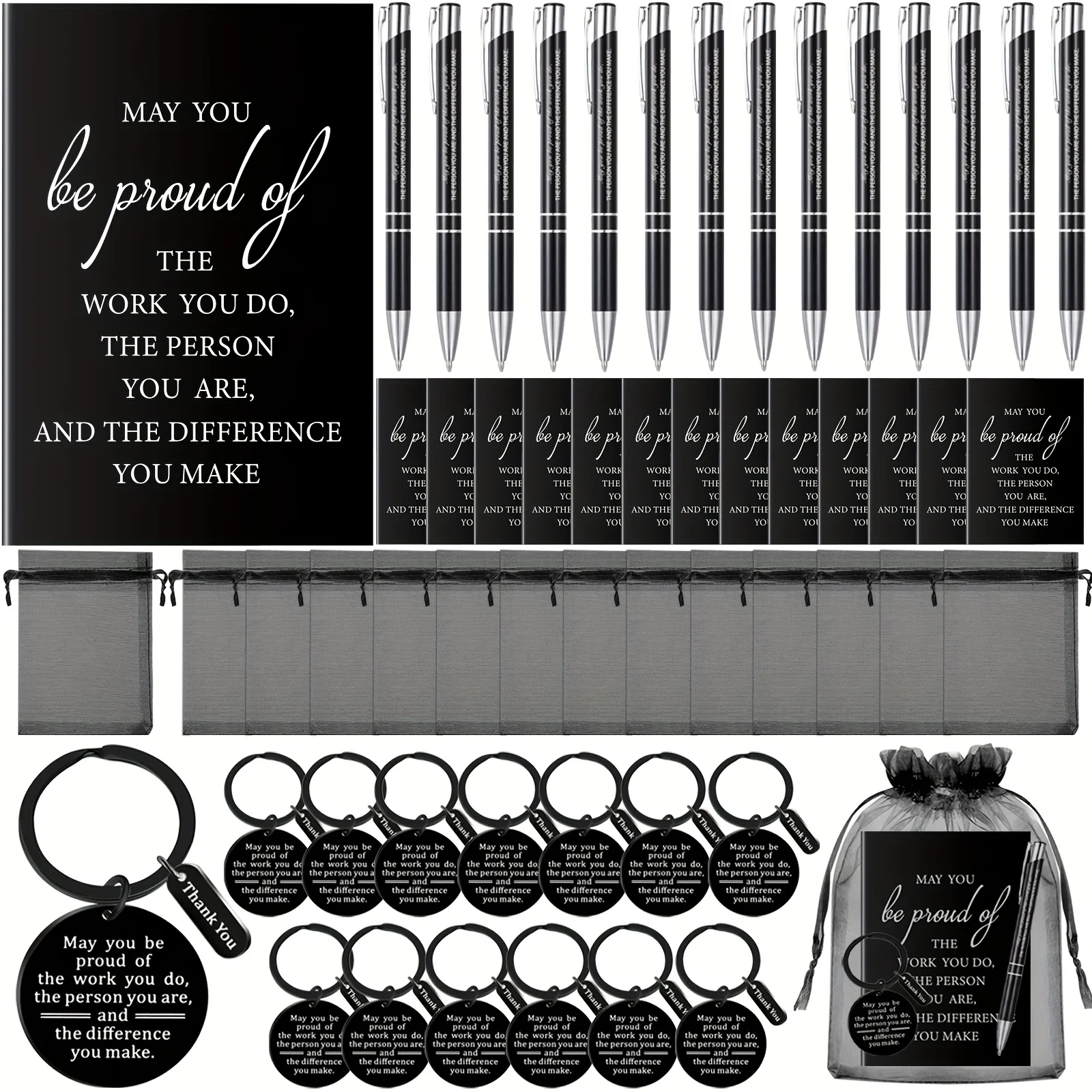 60pcs Employee Appreciation Gift Set - 15 Inspirational Keychains & 15 Motivational Notepads with 15 Pens In Organza Bags, Employees, Colleagues, Classmates, Thank You Gifts, Party Favors, Graduation Season, Back to School Gifts,, Christmas gifts
60pcs Employee Appreciation Gift Set - 15 Inspirational Keychains & 15 Motivational Notepads with 15 Pens In Organza Bags, Employees, Colleagues, Classmates, Thank You Gifts, Party Favors, Graduation Season, Back to School Gifts,, Christmas gifts