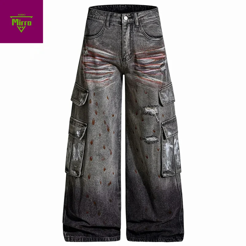 Мужские винтажные мешковатые джинсы с боковыми карманами, рваные широкие свободные джинсовые брюки, уличная одежда, джинсы Harajuku Y2K, брюки
Мужские винтажные мешковатые джинсы с боковыми карманами, рваные широкие свободные джинсовые брюки, уличная одежда, джинсы Harajuku Y2K, брюки