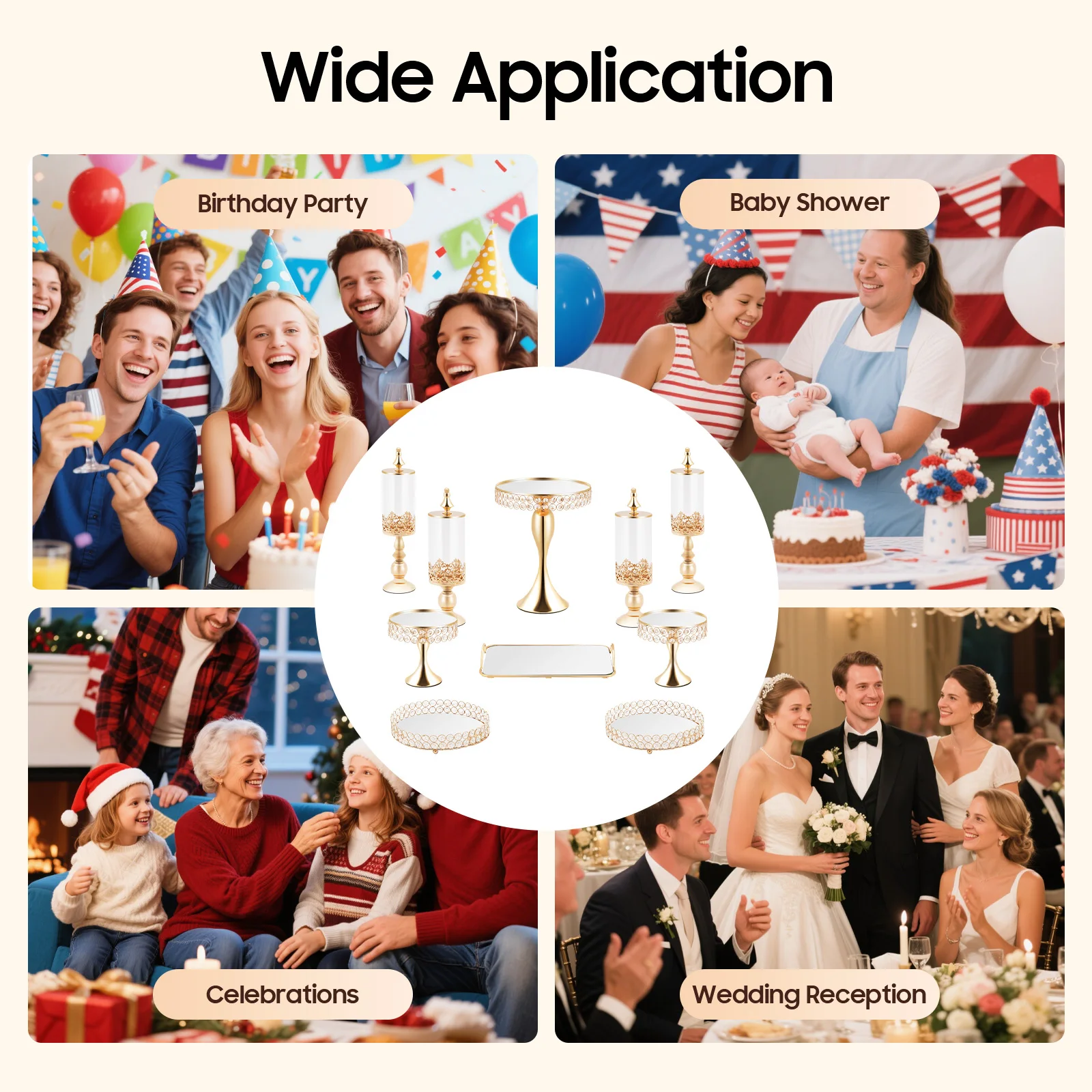 10 Piece Gold Electroplated Cake Stand Set with Crystal and Acrylic Luxury Design for Wedding Party Hotel Lobby Home Decor
10 Piece Gold Electroplated Cake Stand Set with Crystal and Acrylic Luxury Design for Wedding Party Hotel Lobby Home Decor