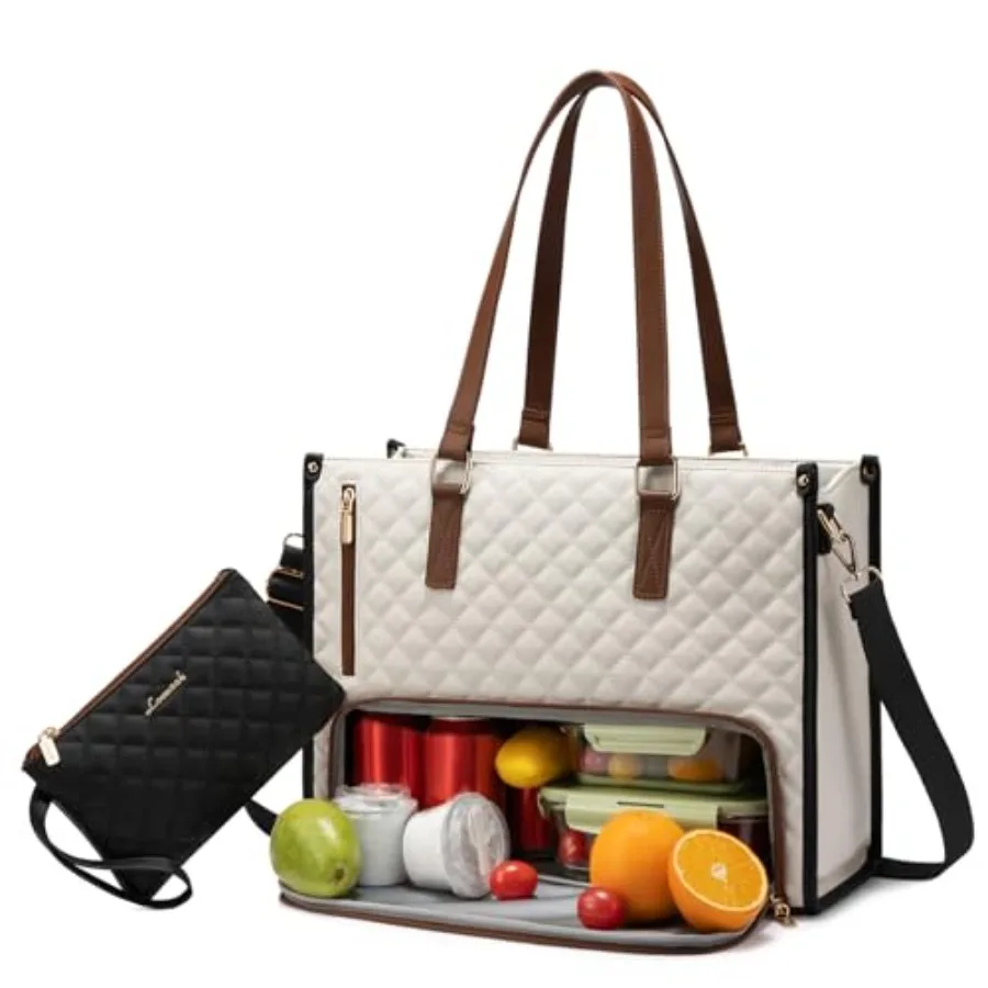 Lunch Tote Bag for Women Laptop Bag with Insulated Lunch Compartment Quilted Large Capacity Computer Handbag with Purse for Bus
Lunch Tote Bag for Women Laptop Bag with Insulated Lunch Compartment Quilted Large Capacity Computer Handbag with Purse for Bus
