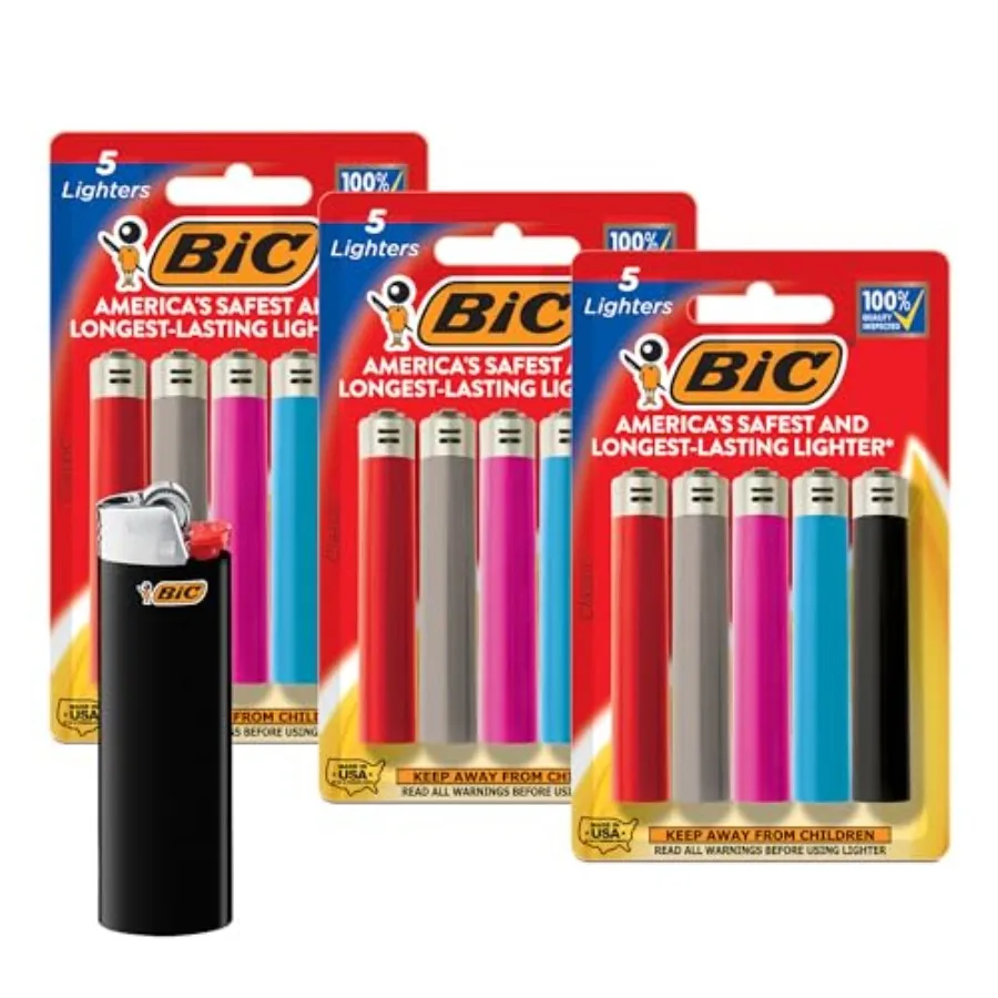 Maxi Pocket Lighters, Long-Lasting Flame and Colorful Designs, Classic Collection, 15-Pack Colors May Vary
Maxi Pocket Lighters, Long-Lasting Flame and Colorful Designs, Classic Collection, 15-Pack Colors May Vary