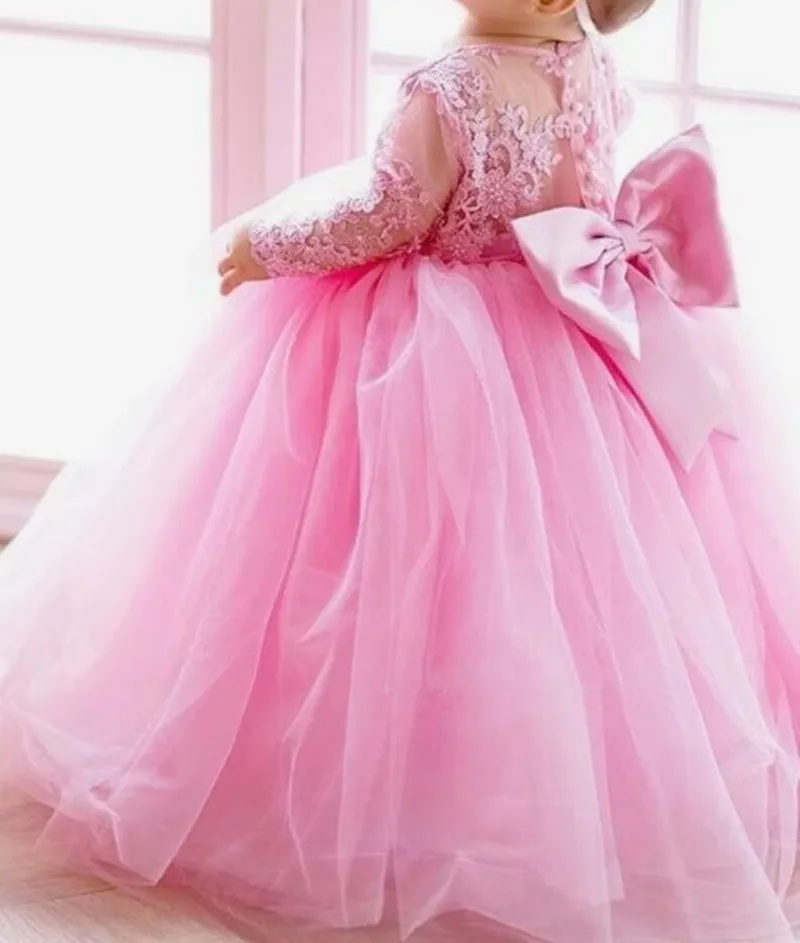 Pink Lace Flower Girl Dresses O Neck Long Sleeves Infant Kids Birthday Party Christmas Gown Prom New Special Occasion Big Bow
Pink Lace Flower Girl Dresses O Neck Long Sleeves Infant Kids Birthday Party Christmas Gown Prom New Special Occasion Big Bow