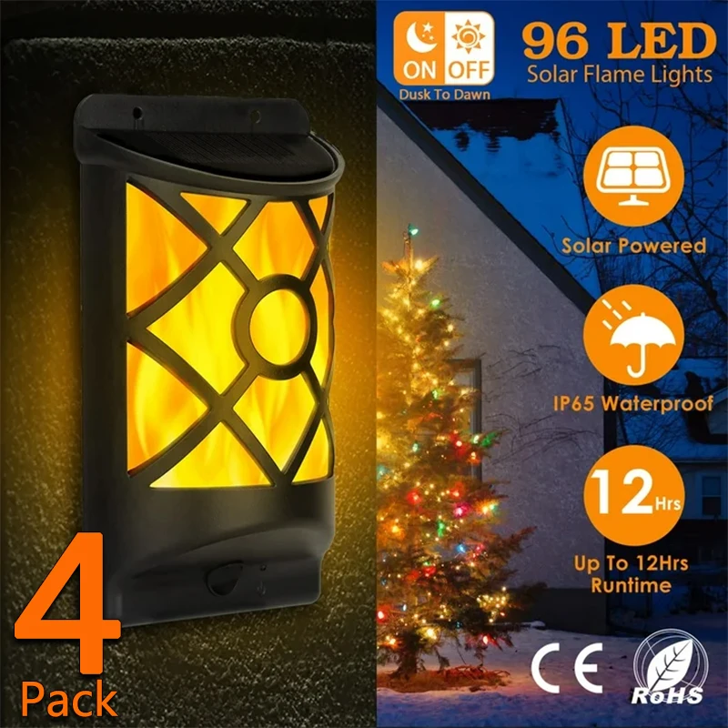 Solar Flame Lights Outdoor, Waterproof Flickering Flames Dark Sensor Powered Wall Mounted Night Light Lattice Design
Solar Flame Lights Outdoor, Waterproof Flickering Flames Dark Sensor Powered Wall Mounted Night Light Lattice Design