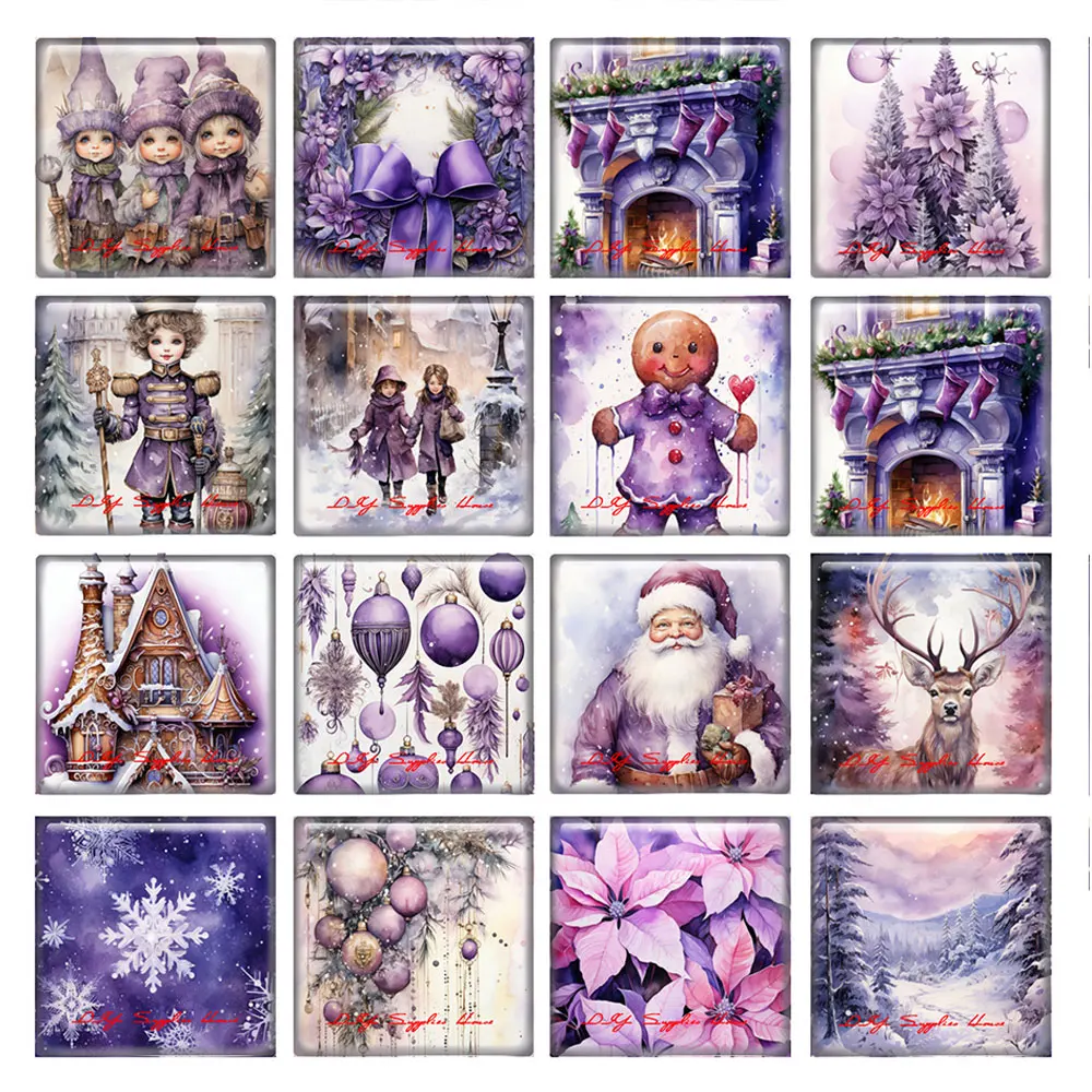 10pcs/lots Christmas X-mas Winter Purple Reindeer Santa Tree Bell Square Photo Glass Cabochon Demo Cameo For Diy Jewelry Making
10pcs/lots Christmas X-mas Winter Purple Reindeer Santa Tree Bell Square Photo Glass Cabochon Demo Cameo For Diy Jewelry Making