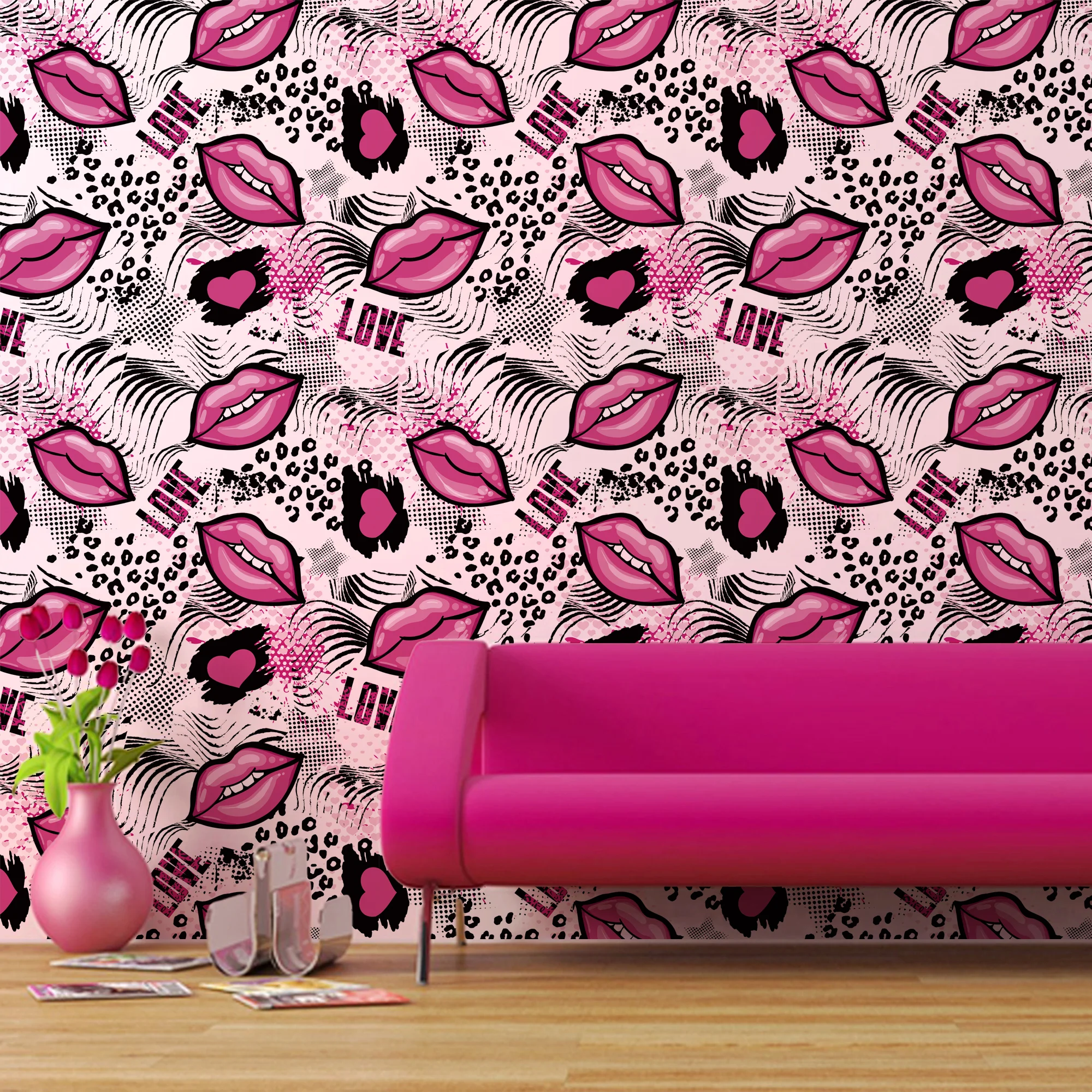 Modern Pink Lips Heart Trend Fashion Wallpaper Bathroom Bedroom Living Room Removable Home Decor Mural Waterproof Peel and Stick
Modern Pink Lips Heart Trend Fashion Wallpaper Bathroom Bedroom Living Room Removable Home Decor Mural Waterproof Peel and Stick