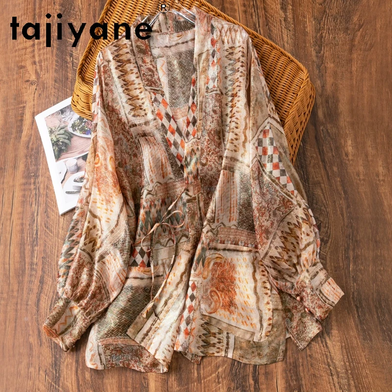TAJIYANE Women Silk Cardigan 93.9% Mulberry Silk V-neck Mid Length Shirt Elegant Summer Jacquard Blouse Woman Clothes 2026 топ
TAJIYANE Women Silk Cardigan 93.9% Mulberry Silk V-neck Mid Length Shirt Elegant Summer Jacquard Blouse Woman Clothes 2026 топ