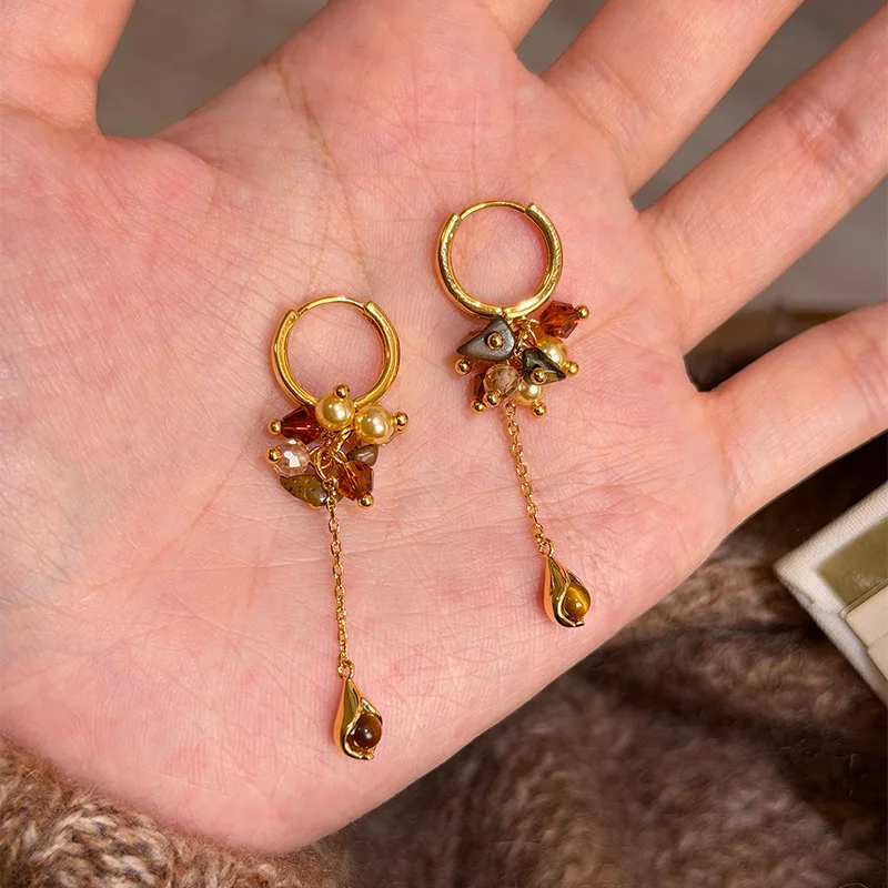 Exquisite Tiger Eye Stones Beaded Tassel Earrings for Women Girl Vintage Maillard Fashion Jewelry 2026 Anti-allergy Party Gift
Exquisite Tiger Eye Stones Beaded Tassel Earrings for Women Girl Vintage Maillard Fashion Jewelry 2026 Anti-allergy Party Gift