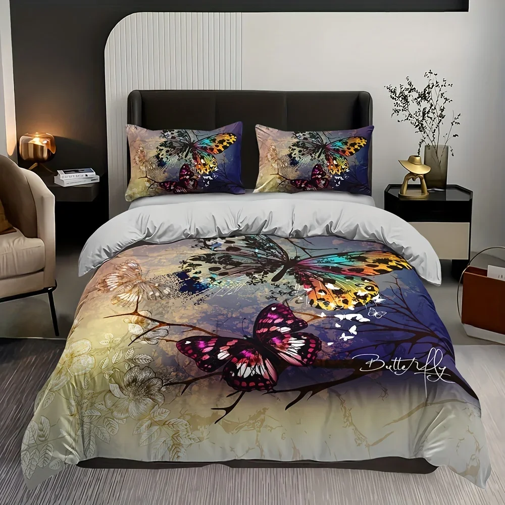 3pcs Soft Butterfly Print Duvet Cover Set for Comfortable Sleep - 3 Piece Bedding Set for Bedroom or Guest Room
3pcs Soft Butterfly Print Duvet Cover Set for Comfortable Sleep - 3 Piece Bedding Set for Bedroom or Guest Room