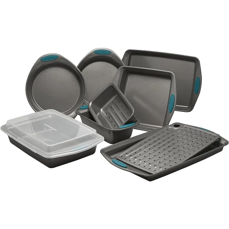 Rachael Ray Nonstick Bakeware Set with Grips includes Nonstick Bread / Baking Pans, Cookie / Baking Sheet and Cake Pans - 10 Pie
Rachael Ray Nonstick Bakeware Set with Grips includes Nonstick Bread / Baking Pans, Cookie / Baking Sheet and Cake Pans - 10 Pie