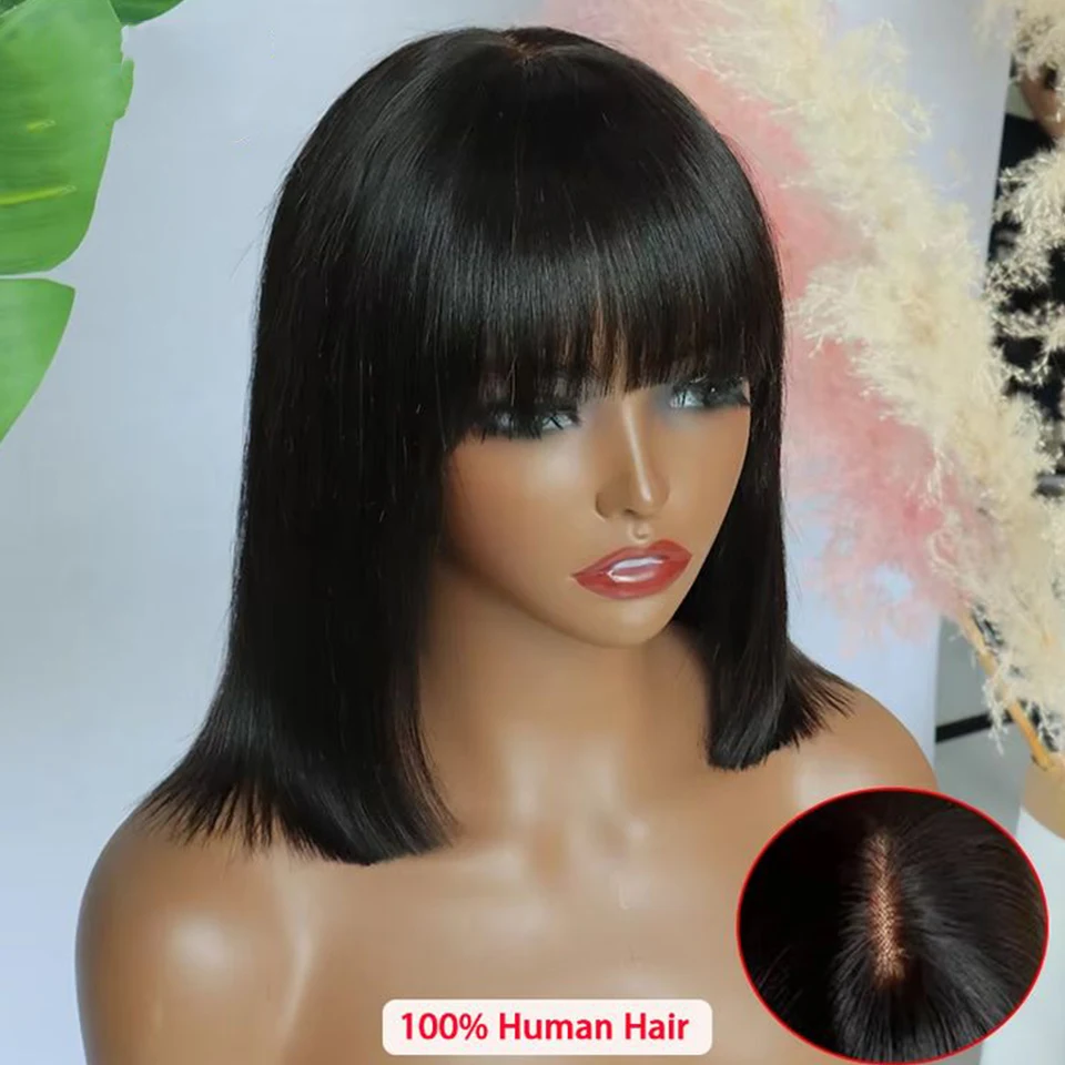 Malaysia Straight Human Hair Wigs With Bangs Fringe Middle Part Bob Lace Wigs Realistic Scalp Glueless Straight Bob Lace Wigs
Malaysia Straight Human Hair Wigs With Bangs Fringe Middle Part Bob Lace Wigs Realistic Scalp Glueless Straight Bob Lace Wigs
