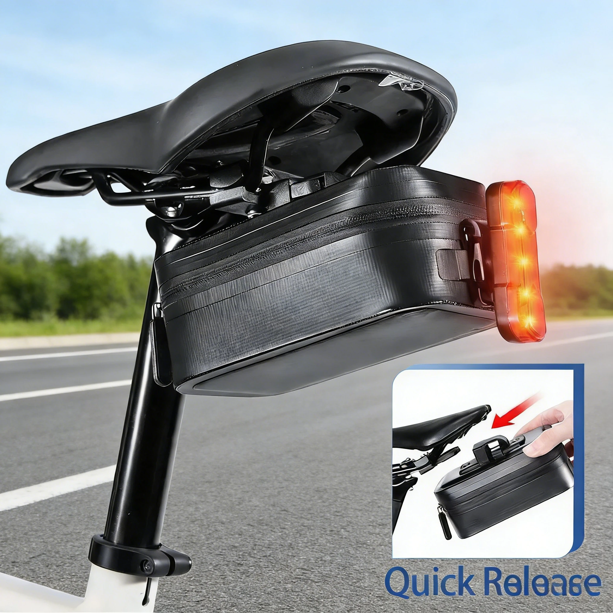 Quick Release Bicycle Saddle Bag - Waterproof Portable MTB Road Bike Rear Storage Bag, High Quality PVC Bike Accessory
Quick Release Bicycle Saddle Bag - Waterproof Portable MTB Road Bike Rear Storage Bag, High Quality PVC Bike Accessory