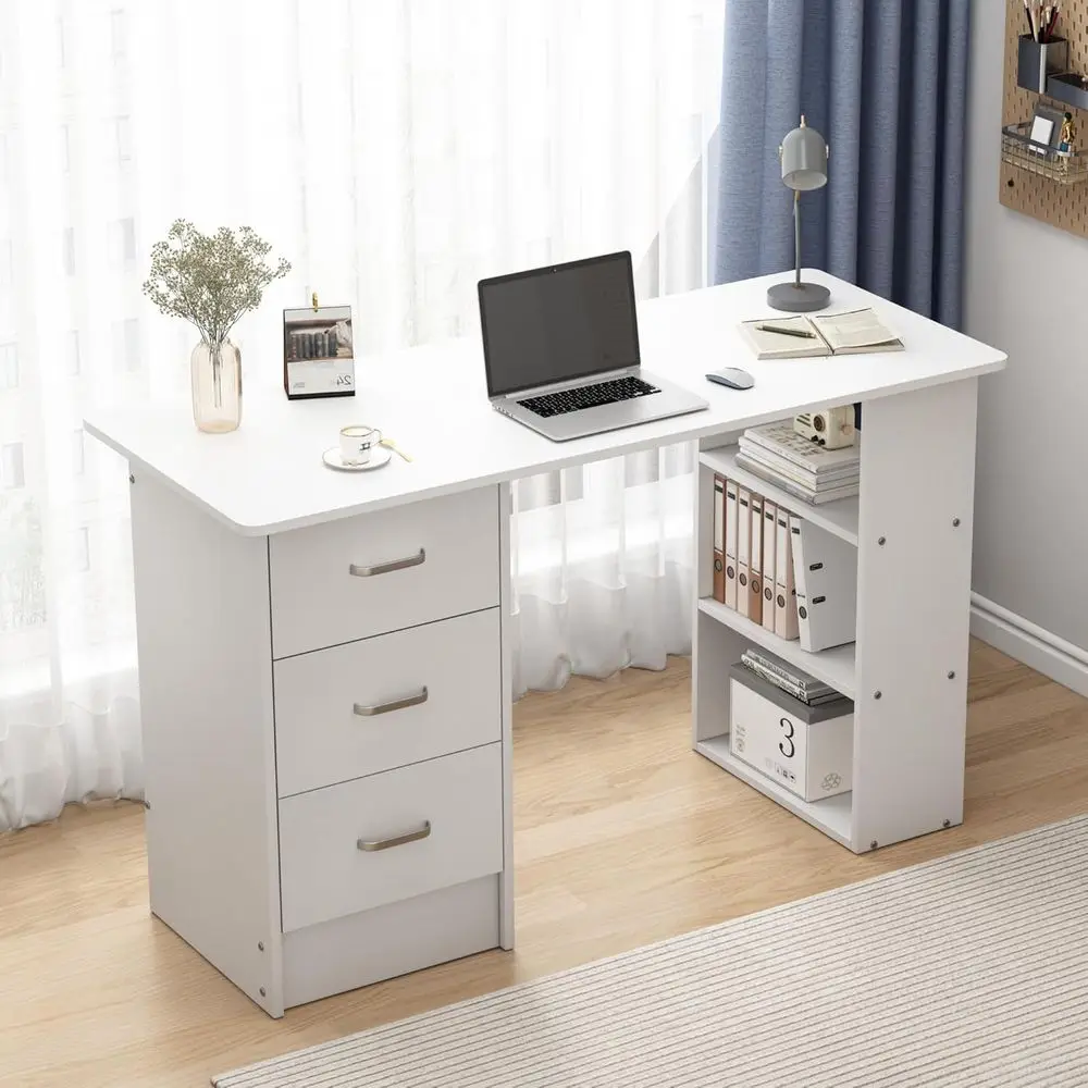 Modern White Storage Desk for Home Office, Bedroom, or Study
Modern White Storage Desk for Home Office, Bedroom, or Study