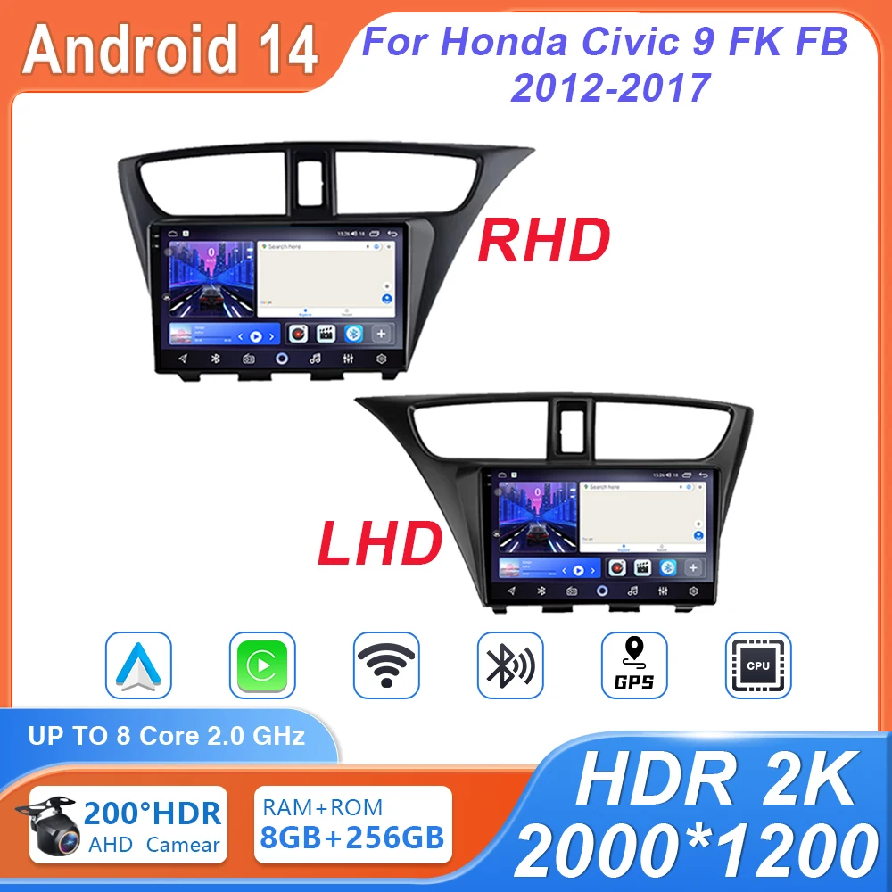 Android Auto For Honda Civic 9 FK FB 2012-2017 Car Radio Player Multimedia GPS Video Navigation 4G WIFI Wireless Carplay DSP
Android Auto For Honda Civic 9 FK FB 2012-2017 Car Radio Player Multimedia GPS Video Navigation 4G WIFI Wireless Carplay DSP