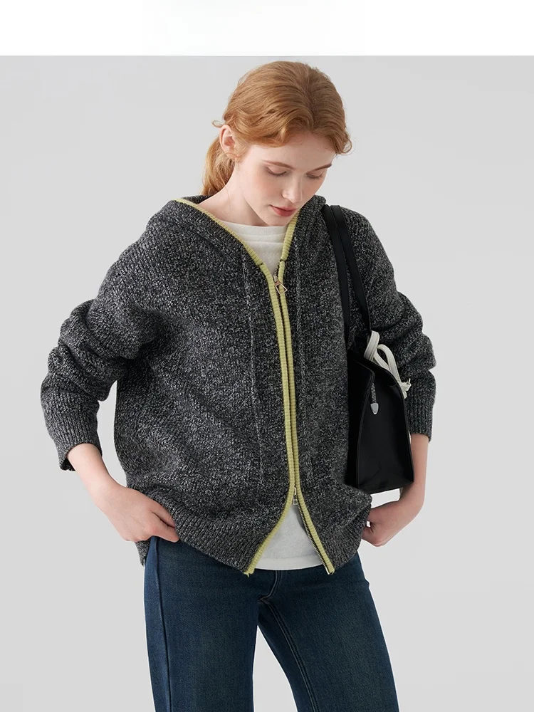 Thiened Knitted Hoodie Women's Casual Sle Color Blo Sweater Winter Warm Outerwear Jiujiu Design Sense Double Zipper
Thiened Knitted Hoodie Women's Casual Sle Color Blo Sweater Winter Warm Outerwear Jiujiu Design Sense Double Zipper