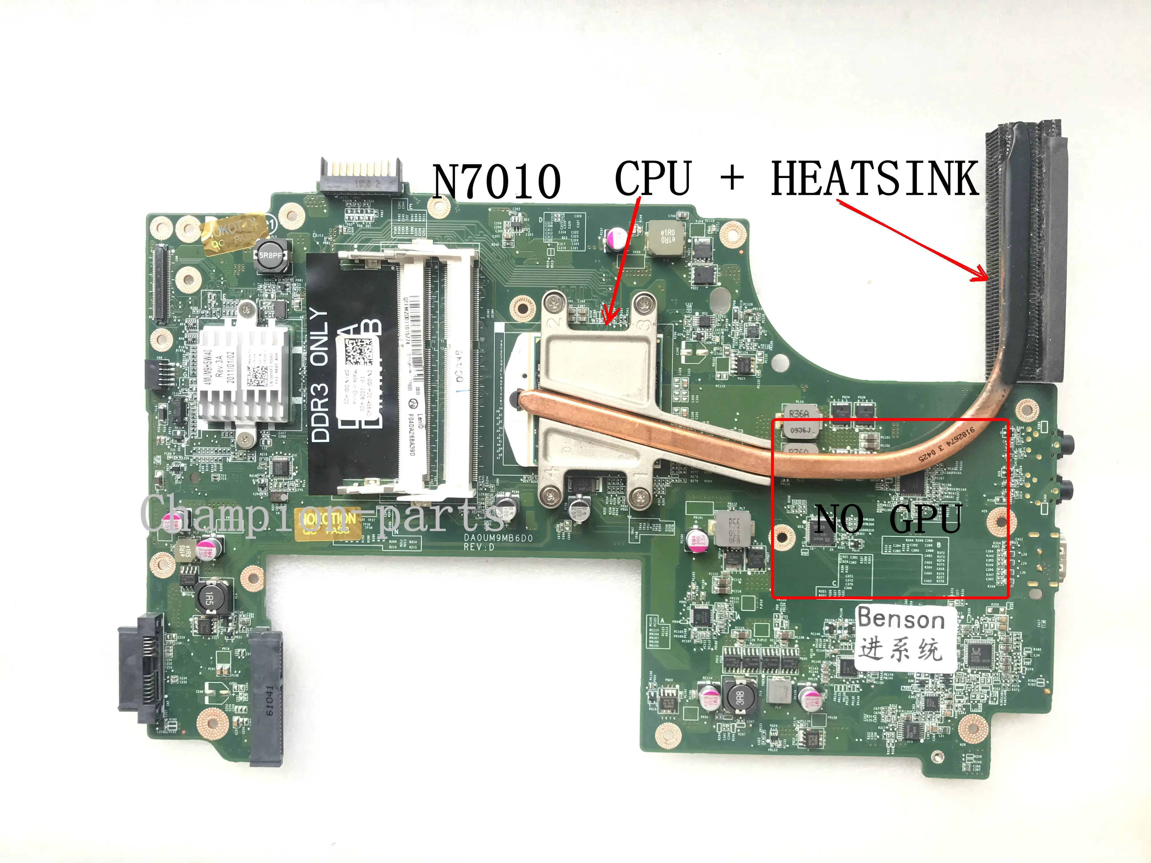 FAST SHIPPING DA0UM9MB6D0 REV : D FOR DELL INSPIRON N7010 LAPTOP MOTHERBOARD CPU +HEATSINK
FAST SHIPPING DA0UM9MB6D0 REV : D FOR DELL INSPIRON N7010 LAPTOP MOTHERBOARD CPU +HEATSINK
