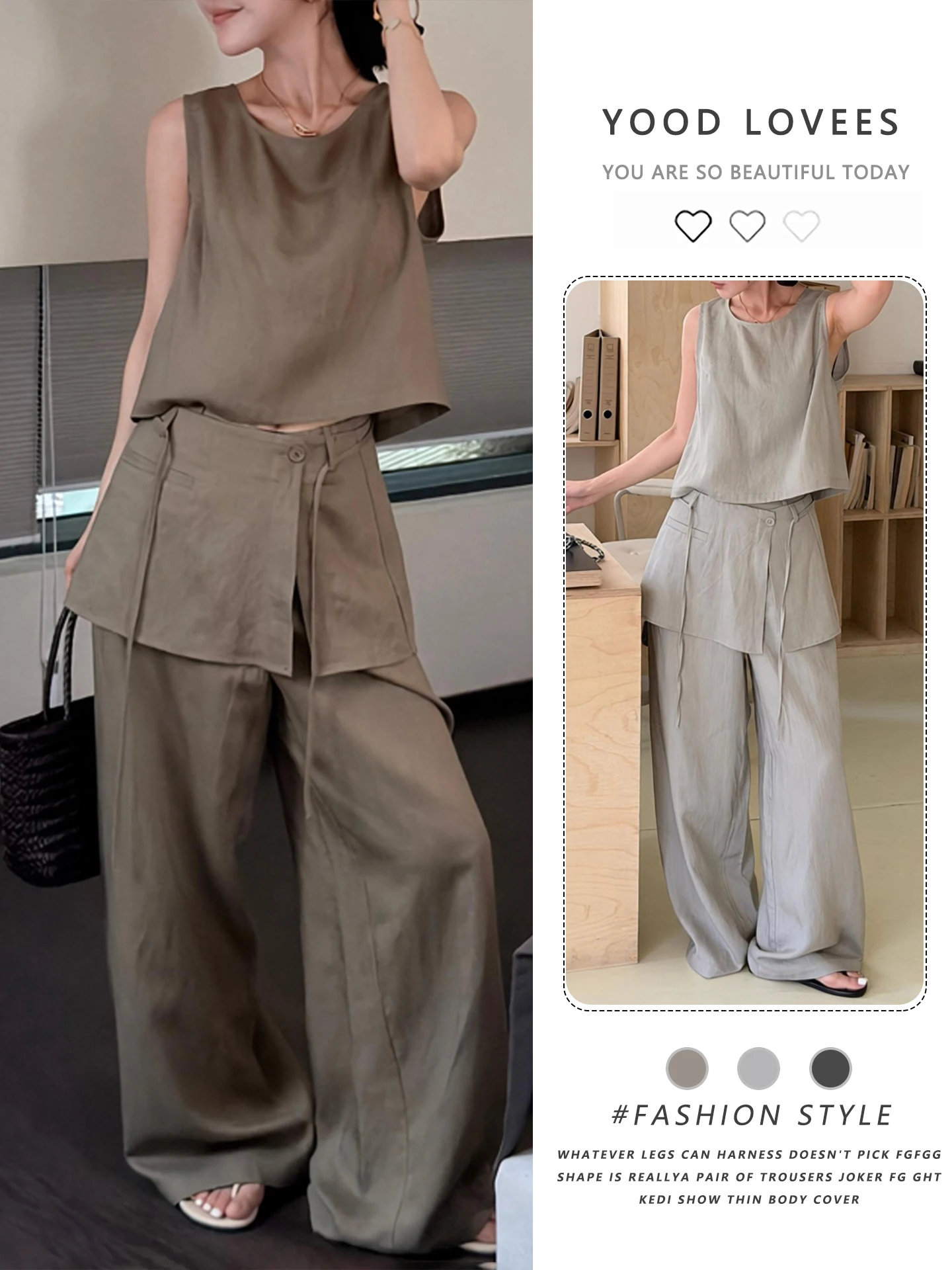 Laid-back Loose Women's Summer 2026 Fashion Set Sleeveless High Waist Wide Leg Pants High Waist Butt Curtain Three-piece Set
Laid-back Loose Women's Summer 2026 Fashion Set Sleeveless High Waist Wide Leg Pants High Waist Butt Curtain Three-piece Set