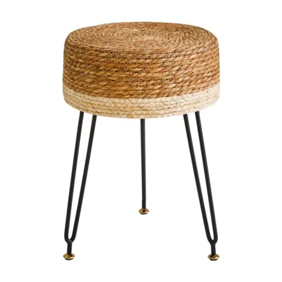 Pouf Ottoman Handmade Natural Water Hyacinth Pastoral Style Footrest Footstool with 4 Metal Legs Round Vanity Stool for Bedroom
Pouf Ottoman Handmade Natural Water Hyacinth Pastoral Style Footrest Footstool with 4 Metal Legs Round Vanity Stool for Bedroom